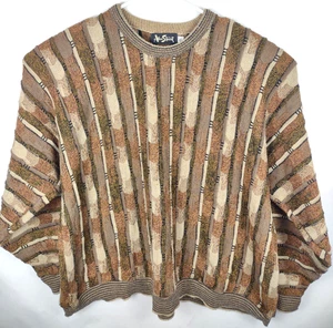 VTG Alan Stuart Coogi Style Pullover Sweater 3D Knit Earth Tones Men’s 3XL XXXL - Picture 1 of 6