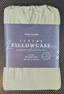 Acogedora Funda de Almohada de Lujo Colección Casa 2 King 20x40" Bambú Mezcla Viscosa Gris - Imagen 1 de 8