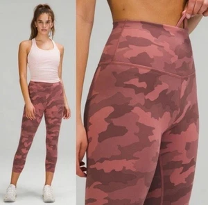 Lululemon Größe 6 Wunder Schleppe hoch geschnittene kurze Leggings 23" Camouflage Rose LW6BNIS - Bild 1 von 11