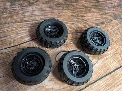 Lego 81.6x36R Rubber Tires with Light Bluish Gray Wheels Set of 4 Technic - Image 1 of 4