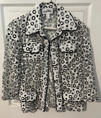 De Colección Joseph Ribkoff Canadá Blanco y Negro Lunares Camisa Transparente Chaqueta Talla 4 Foto 1 de 4