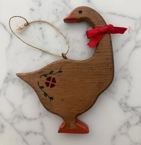Adorno de Navidad vintage adorno de ganso de madera pintado a mano decoración de Navidad - Imagen 1 de 4