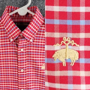 Brooks Brothers Boys Oxford Cloth Button Down Shirt Red Check Medium Supima NICE - Picture 1 of 16