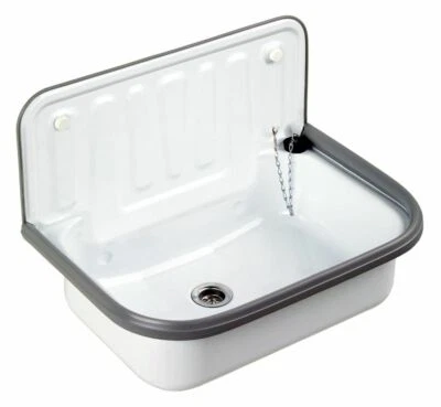 Ausgussbecken aus Stahl weiß Spülbecken Waschbecken | B-Ware - Bild 1 von 4