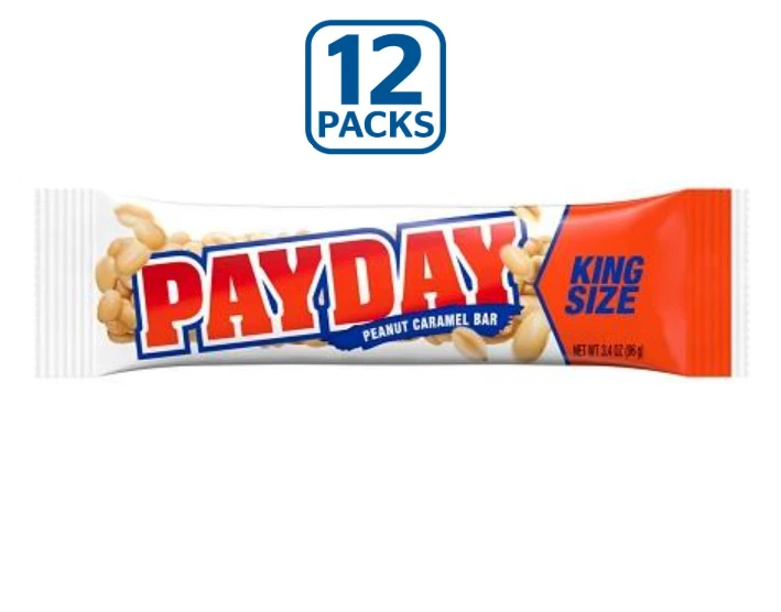 Payday King Size Peanut Caramel Candy Bar - 18 Bars / 3.4 Oz Each