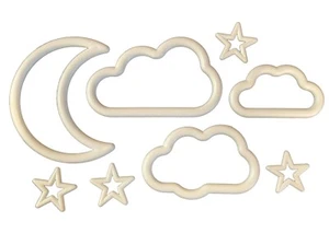Linic Products UK Made Macrame Rings, Plastic, Clouds, Stars, Moon. S7875 - Picture 1 of 4