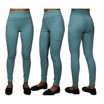 John Whitaker Crossland Reitstrumpfhose - Silikon Vollbesatz - Mineral Blue
