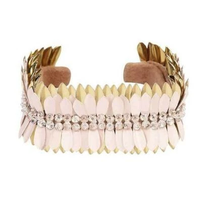 Deepa Gurnani pink MCKENNA feather Cuff Bracelet Anthropologie  - Image 1 of 4