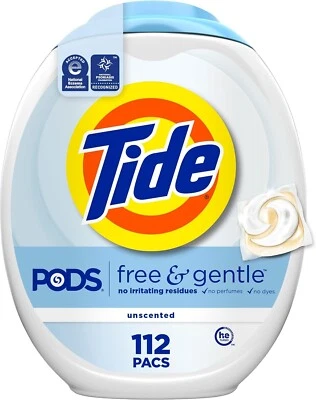 Tide PODS Free & Gentle Laundry Detergent Soap Pacs, 112 Count Detergent