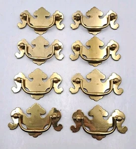 Vintage Brass Chippendale Type Bail Drawer Pulls Old Handles Hardware Lot of 8 - Picture 1 of 13