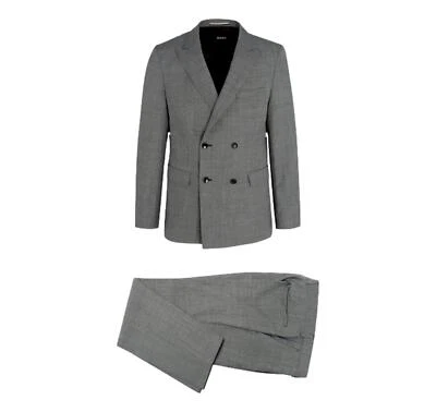 BOSS Traje Hombre Slim Fit Doble Pecho En Lana Con Micromotivo 50518118 Gris - Imagen 1 de 4