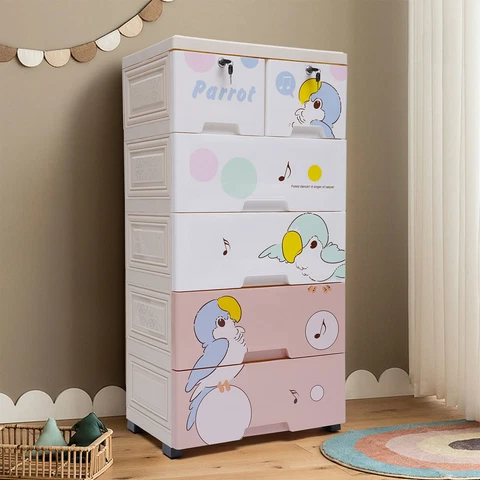 Plastic Dresser Rolling Storage Cabinet Chest of 6 Drawers Organizer for Clothes Cover