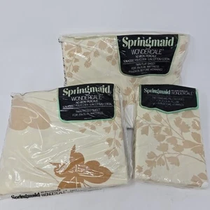 Vtg Springmaid Wondercale Twin Fitted & Flat Sheet W/ Pillowcase Floral - Picture 1 of 7