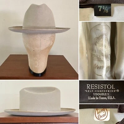 1970s Resistol San Antonio OR 7 1/8 LONG OVAL Hat Fedora Cowboy Western Vtg 70s - Image 1 of 4