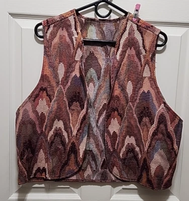 Vintage 70s Beeline Fashions ILGWU Tapestry Vest Boho Multi-Color EUC Size 44 - Image 1 of 4