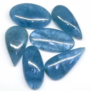 138.55 Cts/6 Pcs Natural Aquamarine Beautiful Blue Loose Cabochon Gemstones Lot - Picture 1 of 11