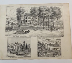 VINTAGE Hand-Colored Beers Mar Atlas - Sudbury Brandon Images VERMONT 1869 - Picture 1 of 10
