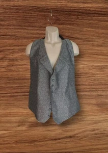 Silver & Black Men's Chaps Ralph Lauren Open-Back Button Down Tuxedo Vest - Picture 1 of 8