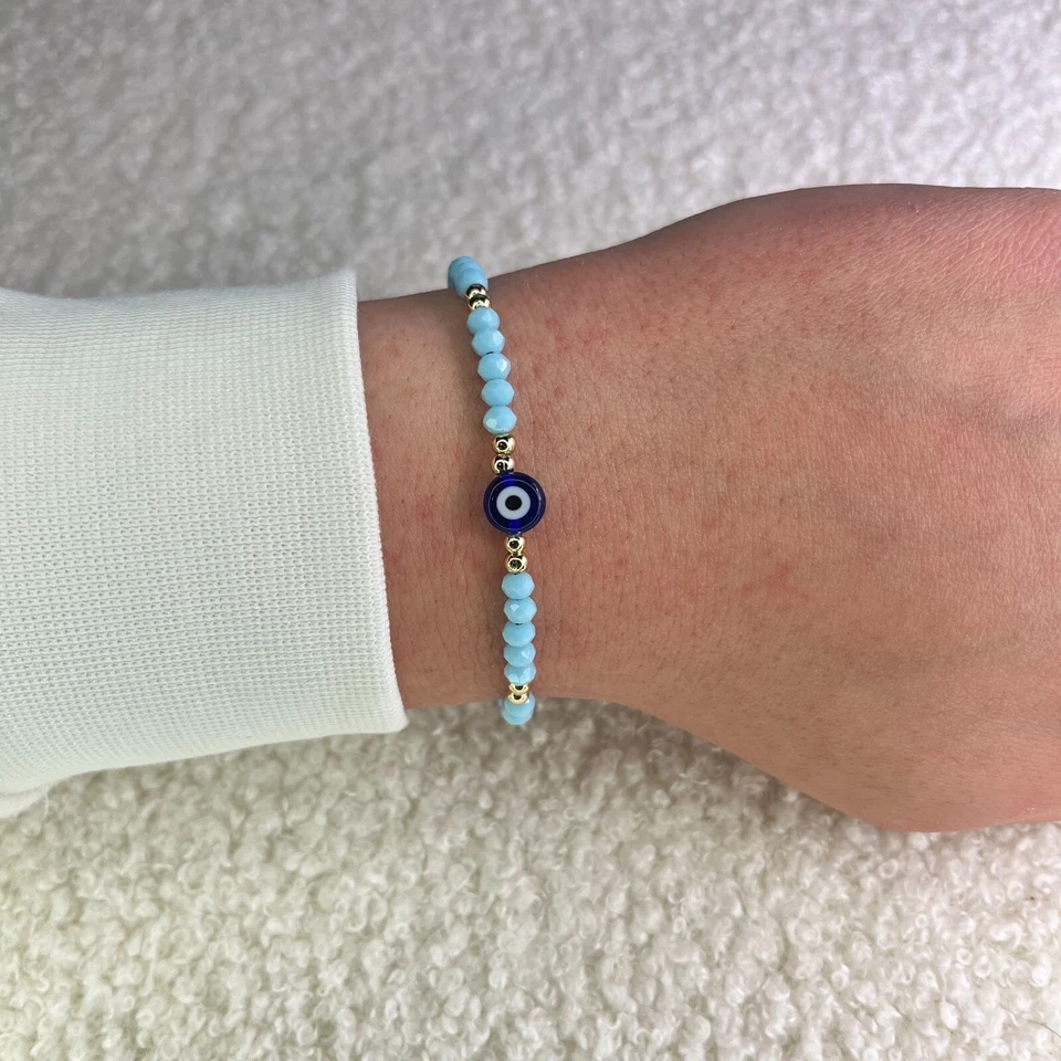 Türkis Böses Auge Armband Nazar, Mal De Ojo Perlenarmband, Boncuk Perlenarmband - Bild 1 von 4