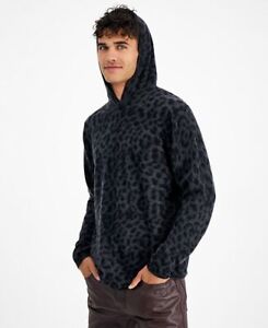 INC Men's Cashmere Cheetah Print Hoodie Black Size Medium