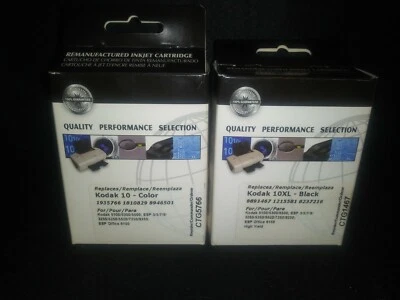 2 Pack (1 Bk/1 Color) #10 Ink Cartridges For Kodak 10B 10C ESP 3250 5210 5250 - Image 1 of 4