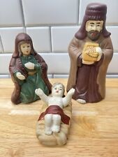 Bisque 3 Piece Nativity Mary Joseph Jesus Manger Scene CHRISTMAS   N17