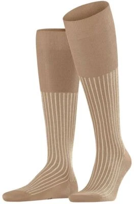 Calcetines hasta la rodilla Falke Oxford a rayas para hombre - marrón camel Foto 1 de 4