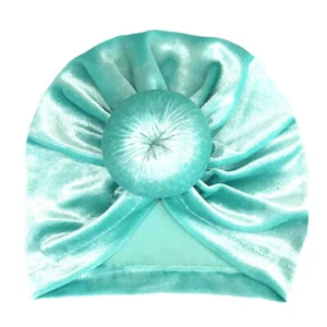 Baby Velvet Hats Turban Solid Infant Cap Beanies Girls Boys Head Wraps Bonnet - Picture 1 of 23