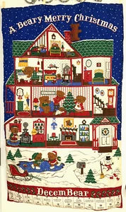 VTG OG 80's A BEARY MERRY CHRISTMAS Advent Calendar W/ Replacement Bear 40"x25" - Picture 1 of 8
