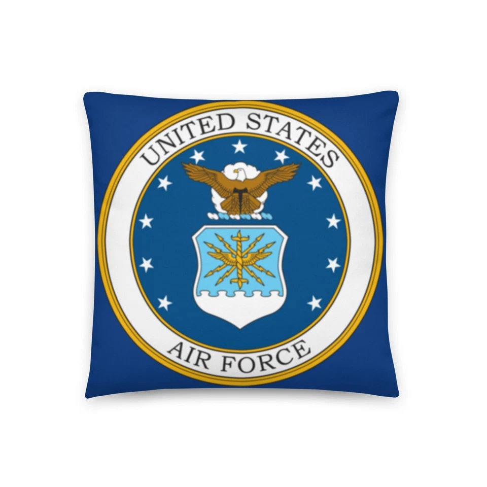 Funda de almohada y almohada de 18" x 18" del servicio patriótico militar de la Fuerza Aérea de los Estados Unidos Foto 1 de 1