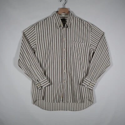 Canali Dress Shirt Large Menas Creme  Striped Long Sleeve Italy Very Nice - Image 1 of 4