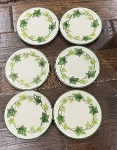 Lot 6 Franciscan USA Ivy Pottery greeen trim 6⅜n Bread & Butter Plates - Picture 1 of 6