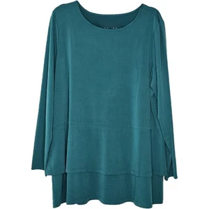 Susan Graver Modern Essentials türkis Lagenlook Langarm Tunika Top Gr. XL - Bild 1 von 6