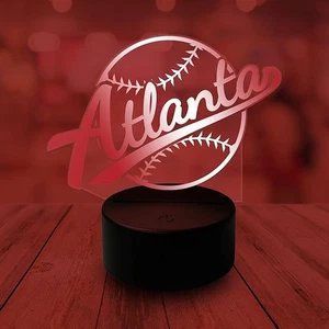 3D Baseball Atlanta/Football Night Light 3D Illusion Lamp with Remote Control - Picture 1 of 22