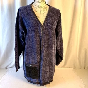 Ani Barrie Cardigan In Blue Made in USA Vintage Size LARGE No button Closure - Picture 1 of 11