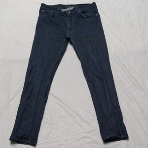 Pantalones de mezclilla Nudie Jeans Lean Dean verde seco algodón orgánico lavado oscuro talla 34 X 32 - Imagen 1 de 8