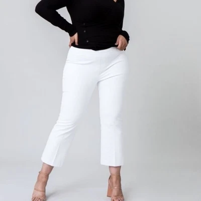 Pantalón SPANX On The Go Forro Plateado Kick Flare Clásico Blanco 3X Oficina Viaje Nuevo con Etiquetas Foto 1 de 4