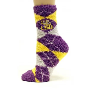 LSU Tigers Argyle Fuzzy Lounge Socks – Cozy Crew - Picture 1 of 1