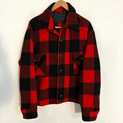 Vtg Abercrombie Fitch Maine Wool Jacket Fit Men L/XL Buffalo Plaid Mackinaw RARE - Image 1 of 4