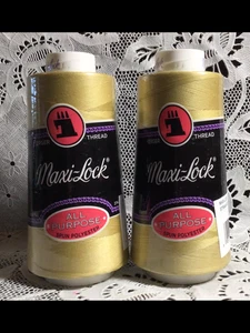 NEW 2 Gold maxi-lock 3000Yd spools 100% polyester overlock sewing thread TEX 27 - Picture 1 of 3