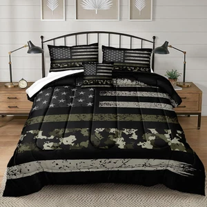 Amerikanische Flagge Queen Bettdecke Set Camouflage Bettwäsche Mädchen Jungen Zimmer Dekor Camouflage - Bild 1 von 9