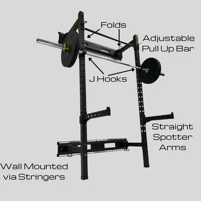 HulkFit Pro 系列壁挂式折叠蹲架和动力架 — 第 1/4 张图片