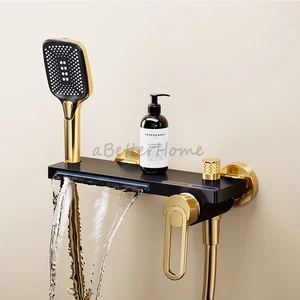 Modern Bathtub Shower Faucet Handheld Spray Set Wall Mounted Waterfall Mixer Tap - Picture 1 of 16