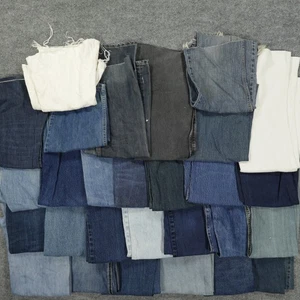 Denim Jeans Leg Fabric Scraps Craft Quilt DIY Upcycle Sew Project 19lb lot 482 - Picture 1 of 7
