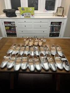 Lot of 12 Ballet Flats Comfortable Everyday Silver and Rose Gold - Picture 1 of 12