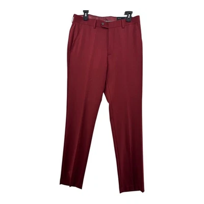 Pantalones de vestir Bar III ajustados mezcla de lana borgoña para hombre talla 32W 34L Foto 1 de 4