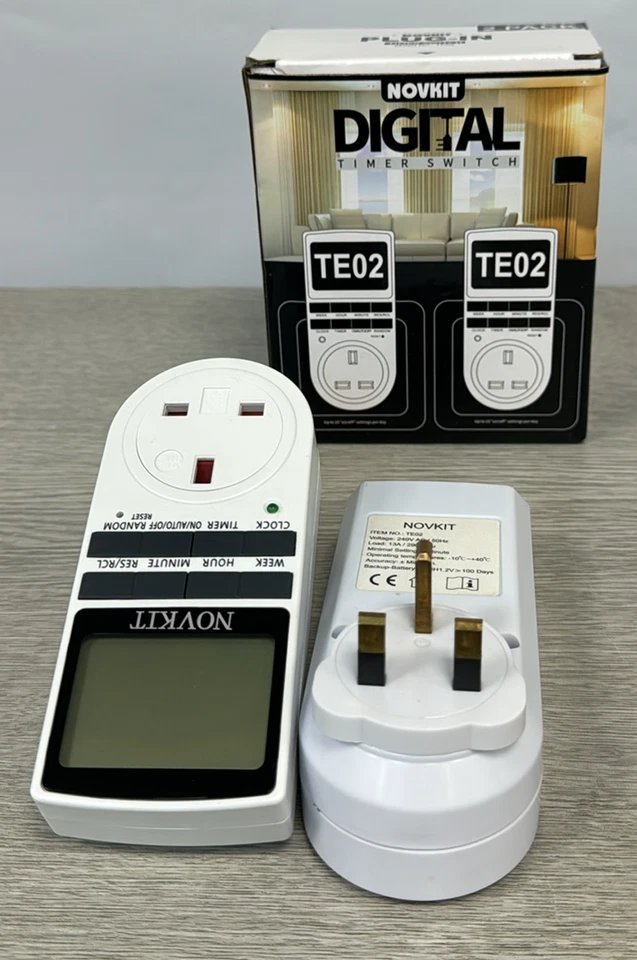 2 x NOVKIT Temporizador de Seguridad Digital Enchufe Enchufe Interruptor Programable TemporizadorTE02 - Imagen 1 de 1