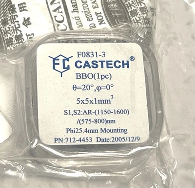Castech BBO SHG 1150 a 1600 nm a 575-800 nm Ø25,4 mm SELLADO Foto 1 de 4