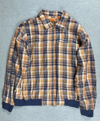 Jaqueta Bomber Masculina Vintage Pelle Pelle 3X Laranja Tartan Xadrez Zíper Quebra-Vento - Imagem 1 de 4
