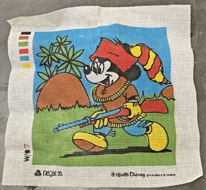 Walt Disney Productions Mickey Mouse Davy Crocket Painted Needlepoint Canvas - Picture 1 of 11